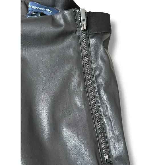 NWT French Connection Black Faux Leather Straight Leg Pants | Size 8 - Picture 9 of 9